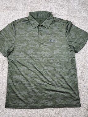 NoBull Mens Polo Shirt Large Green Camo Short Sleeve Active Casual Golf Stretch